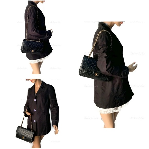 Authentic CHANEL Lambskin Double Chain Double Medium Flap Bag black/gold - Picture 13 of 13